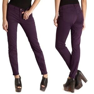 J Brand mid rise skinny leg jeans in aubergine